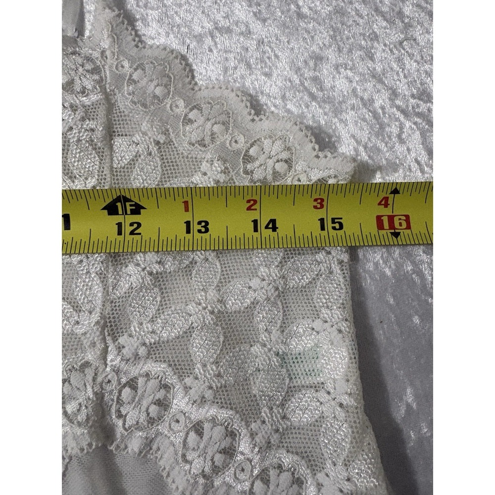 Vintage Leona White Sheer Lace Mesh Slip Dress Nightgown Lingerie Bridal Size S - Picture 8 of 8